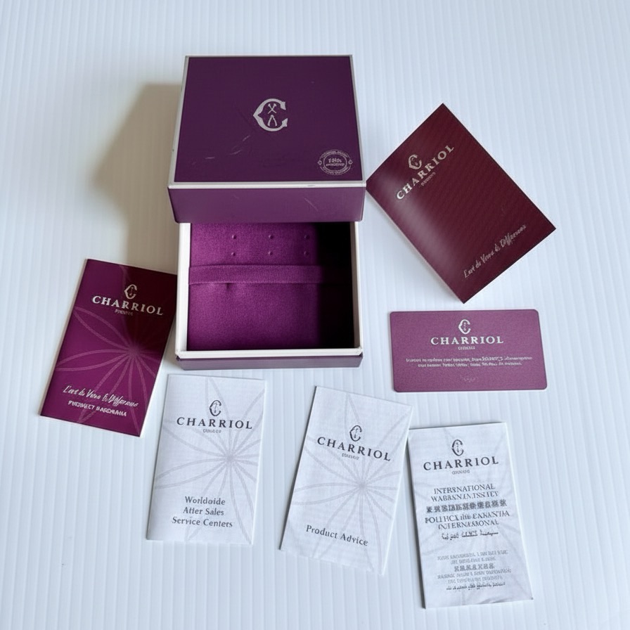 Authentic Charriol Genve Jewelry Display Box Gift Set Booklets Cards Purple New